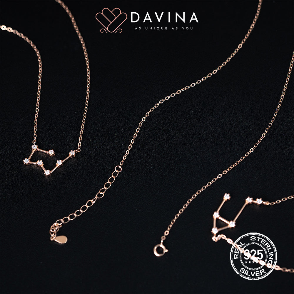 DAVINA Ladies Zodiac Necklace Rose Gold Color Sterling Silver 925