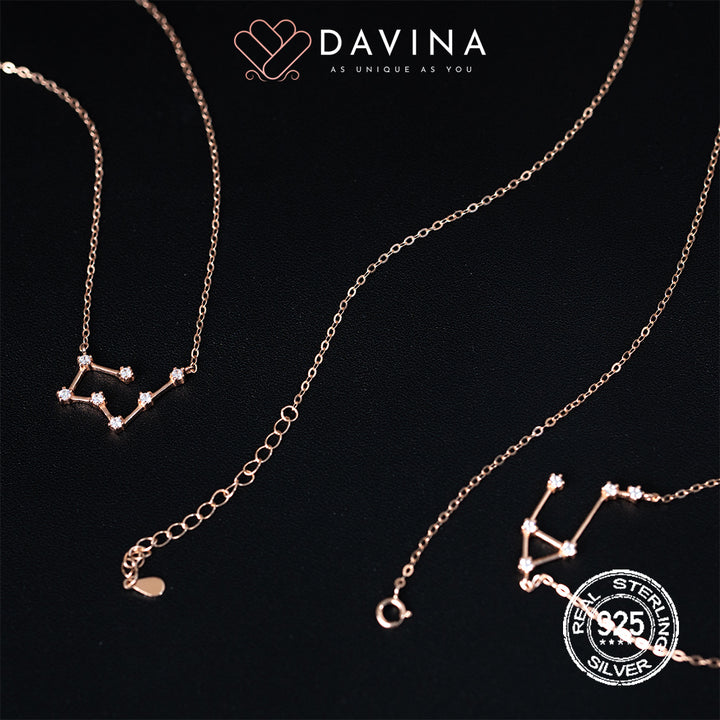 DAVINA Ladies Zodiac Necklace Rose Gold Color Sterling Silver 925
