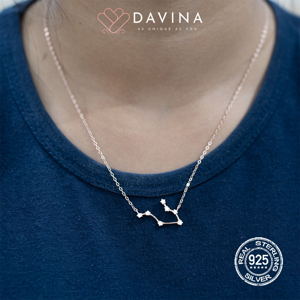 DAVINA Ladies Zodiac Necklace Rose Gold Color Sterling Silver 925