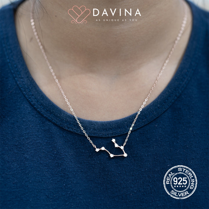 DAVINA Ladies Zodiac Necklace Rose Gold Color Sterling Silver 925