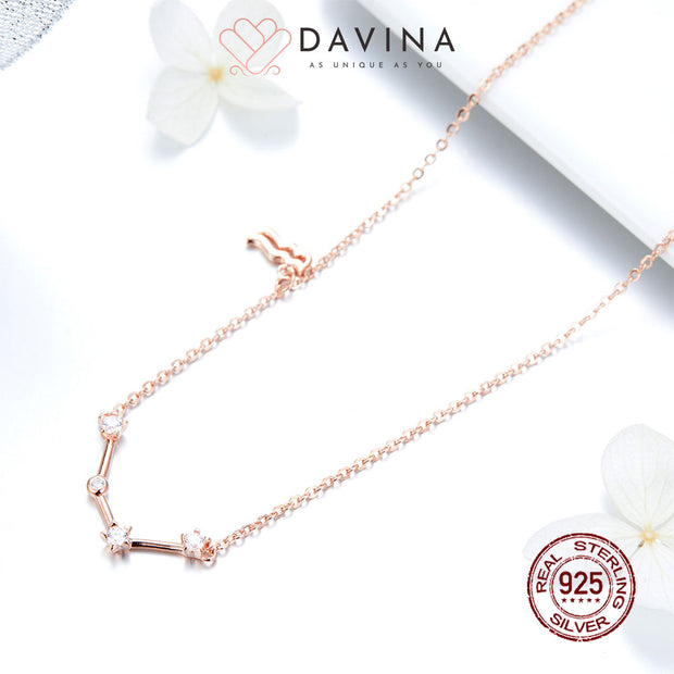 DAVINA Ladies Zodiac Necklace Rose Gold Color Sterling Silver 925