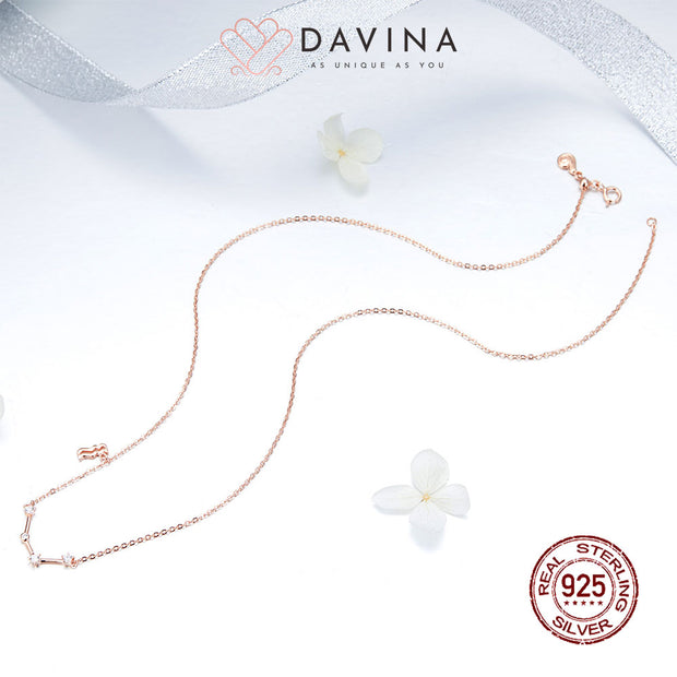 DAVINA Ladies Zodiac Necklace Rose Gold Color Sterling Silver 925