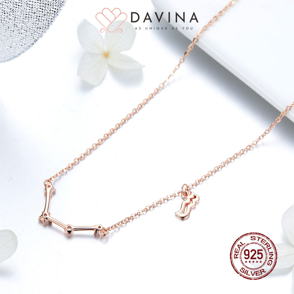 DAVINA Ladies Zodiac Necklace Rose Gold Color Sterling Silver 925
