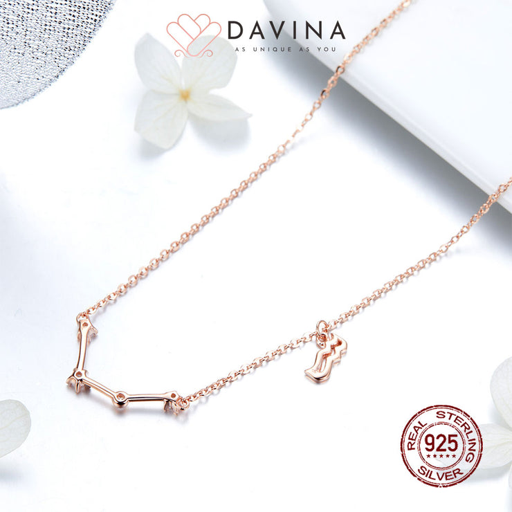 DAVINA Ladies Zodiac Necklace Rose Gold Color S925