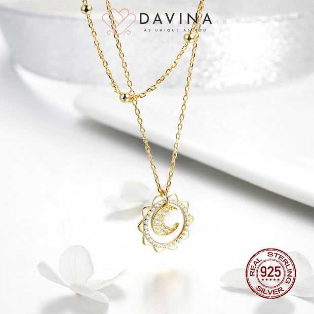 DAVINA Ladies Adishree Necklace Gold Color Sterling Silver 925