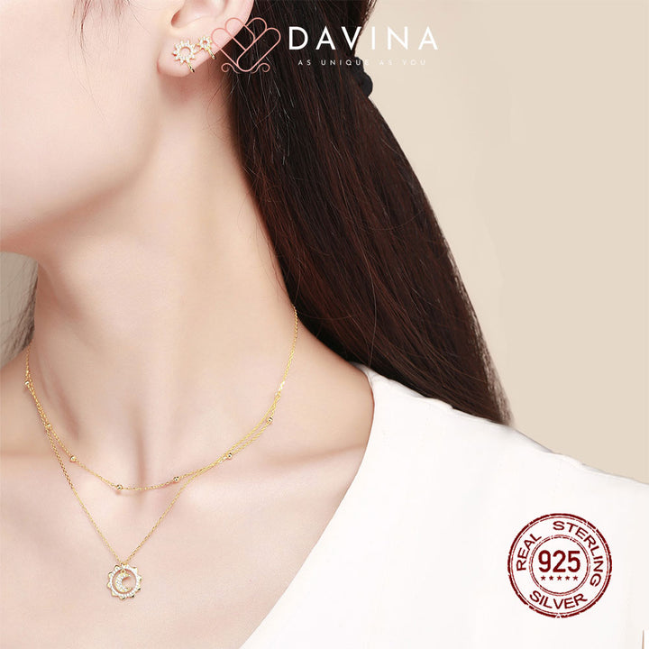 DAVINA Ladies Adishree Necklace Gold Color Sterling Silver 925