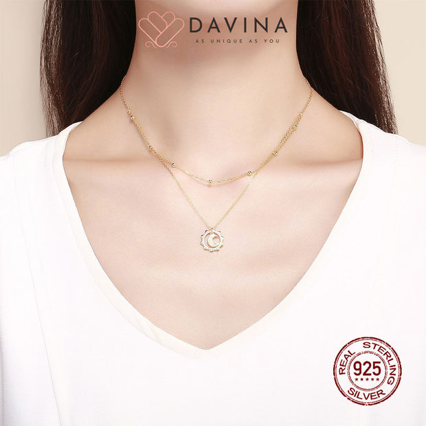 DAVINA Ladies Adishree Necklace Gold Color Sterling Silver 925