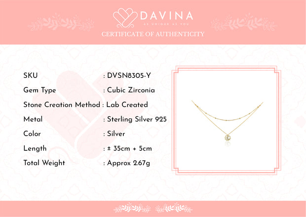 DAVINA Ladies Adishree Necklace Gold Color Sterling Silver 925