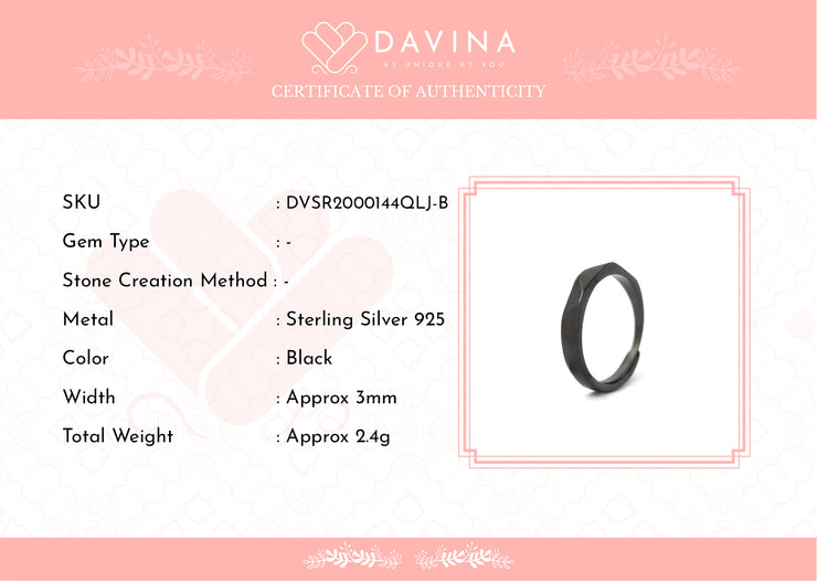 DAVINA Couple Cellos Clerines Rings Black Color S925