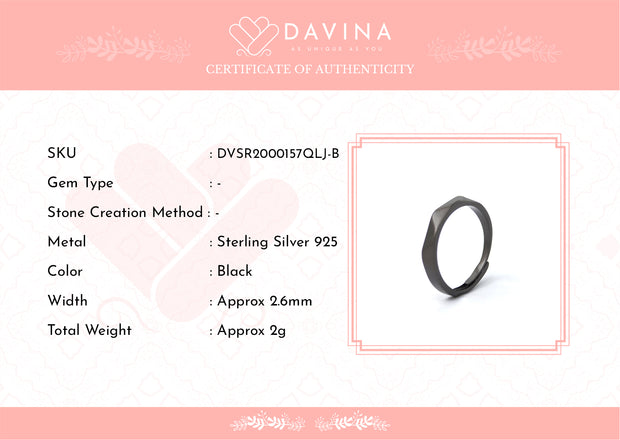 DAVINA Couple Cellos Clerines Rings Black Color S925
