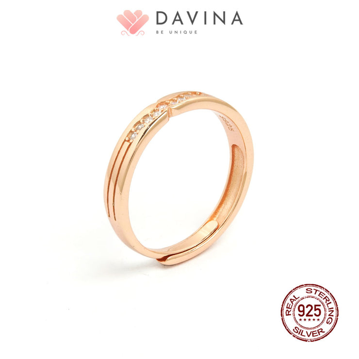 DAVINA Couple Aideen Aliyah Rings Rose Gold Color S925