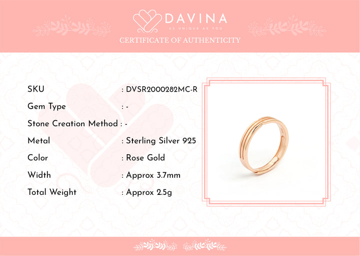 DAVINA Couple Aideen Aliyah Rings Rose Gold Color Sterling Silver 925