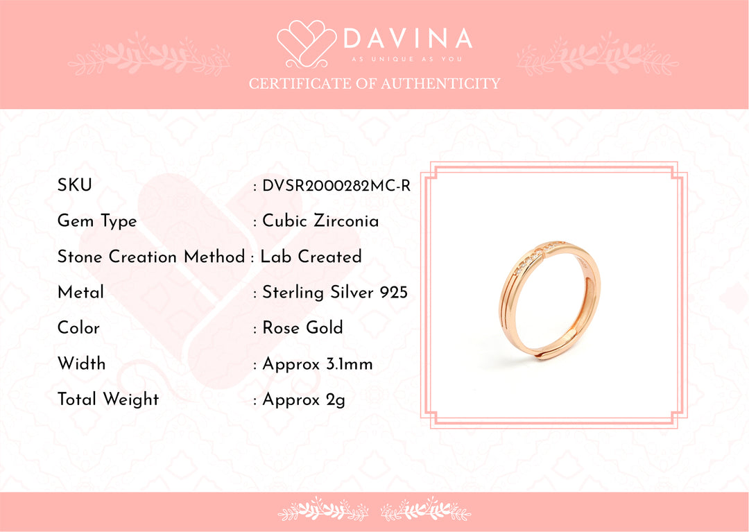 DAVINA Couple Aideen Aliyah Rings Rose Gold Color Sterling Silver 925
