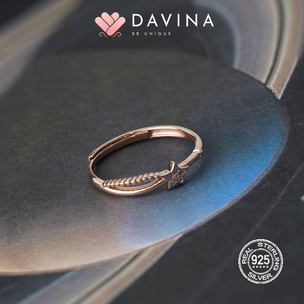 DAVINA Ladies Adhara Ring Rose Gold Plated Sterling Silver 925