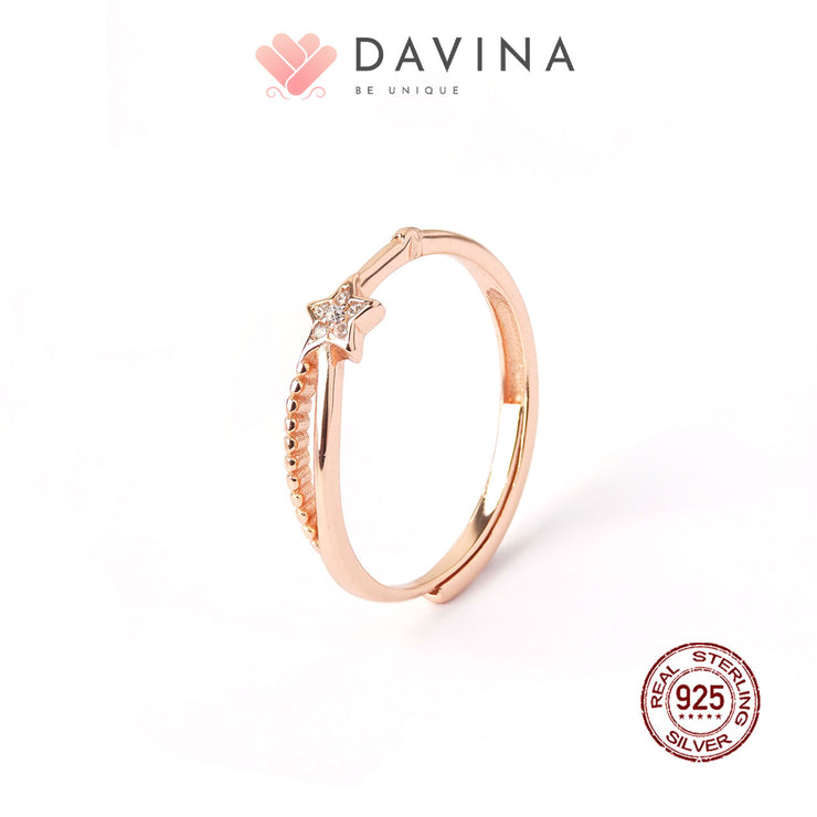 DAVINA Ladies Adhara Ring Rose Gold Plated Sterling Silver 925