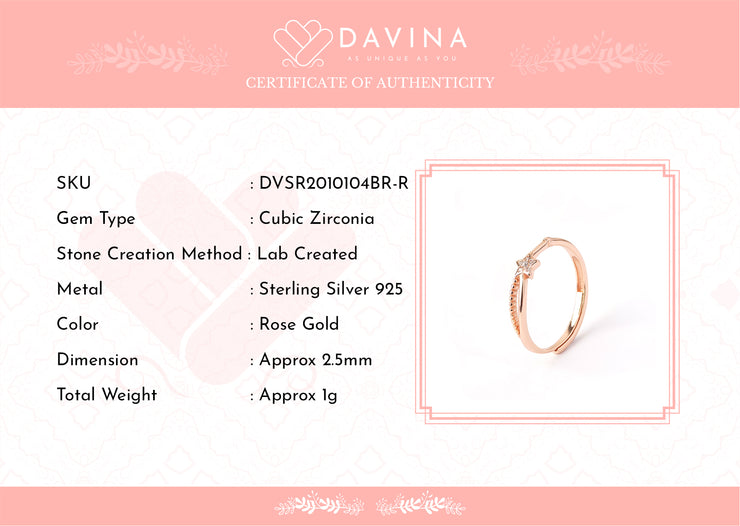 DAVINA Ladies Adhara Ring Rose Gold Color S925