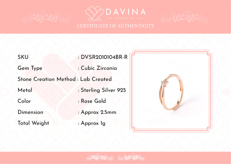 DAVINA Ladies Adhara Ring Rose Gold Plated Sterling Silver 925