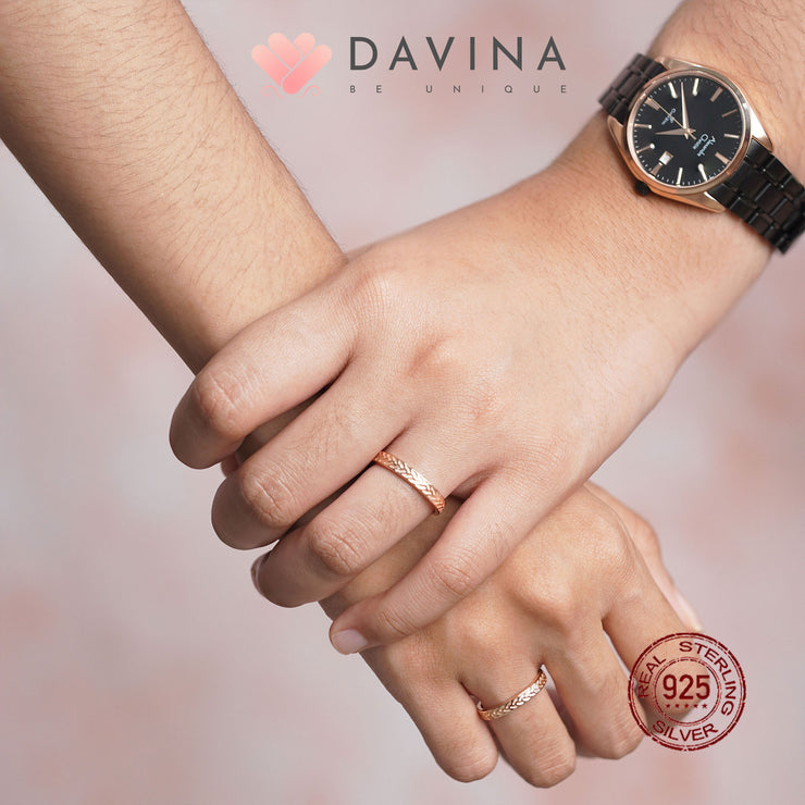 DAVINA Couple Percy Pennie Rings Rose Gold Color S925