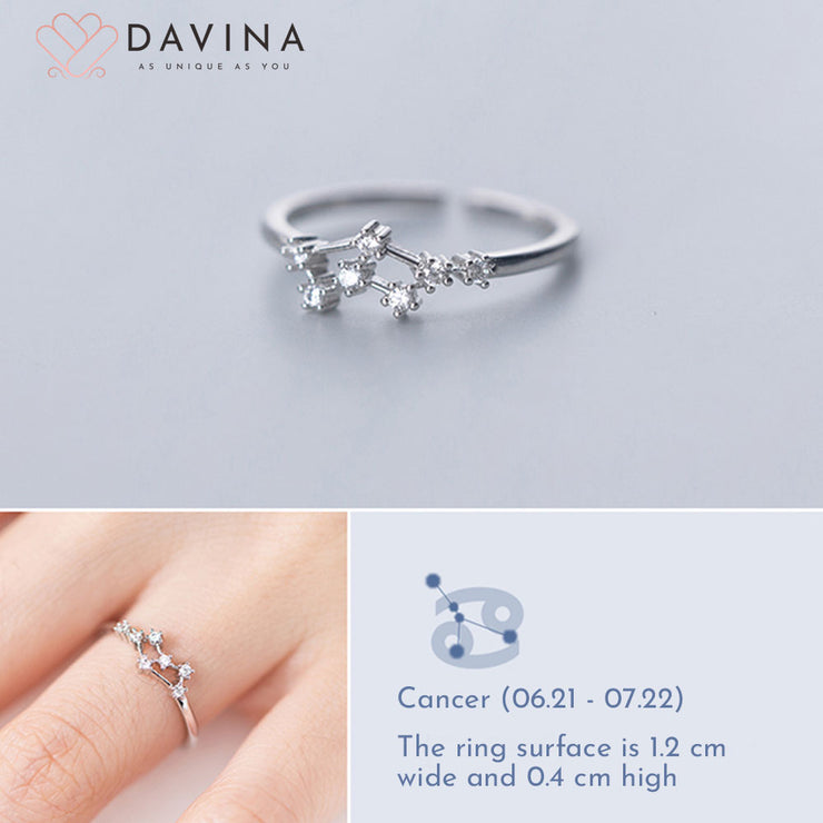 DAVINA Ladies Zodiac Ring Sterling Silver 925