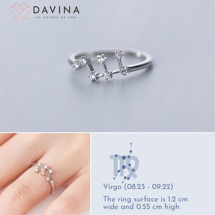 DAVINA Ladies Zodiac Ring Silver Color S925