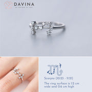 DAVINA Ladies Zodiac Ring Sterling Silver 925