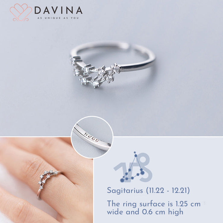 DAVINA Ladies Zodiac Ring Sterling Silver 925