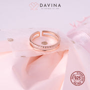 DAVINA Ladies Tessa Ring Rose Gold Color Sterling Silver 925