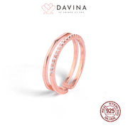 DAVINA Ladies Tessa Ring Rose Gold Color Sterling Silver 925