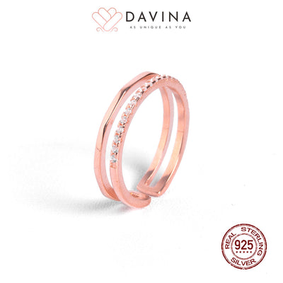 DAVINA Ladies Tessa Ring Rose Gold Color Sterling Silver 925