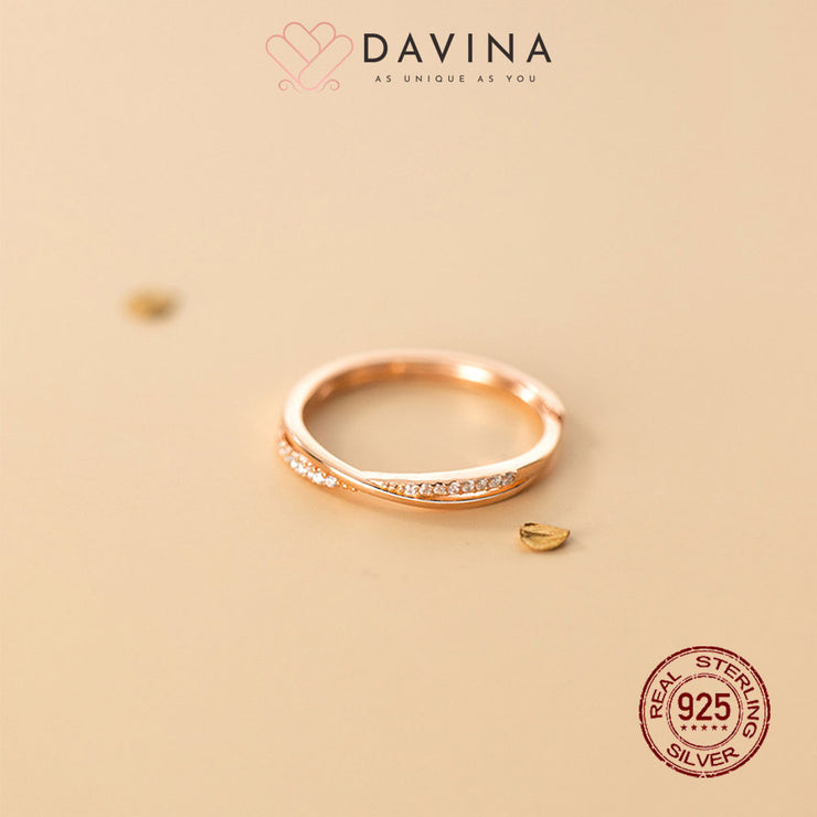 DAVINA Ladies Elna Ring Rose Gold Color Sterling Silver 925