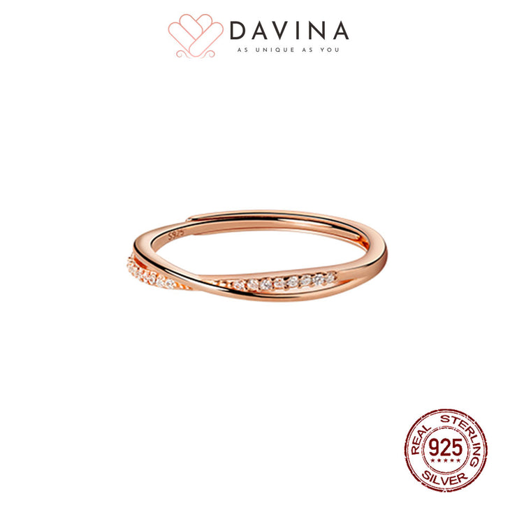 DAVINA Ladies Elna Ring Rose Gold Color Sterling Silver 925