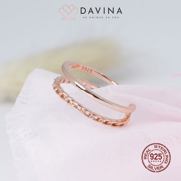 DAVINA Ladies Brielle Ring Rose Gold Color Sterling Silver 925