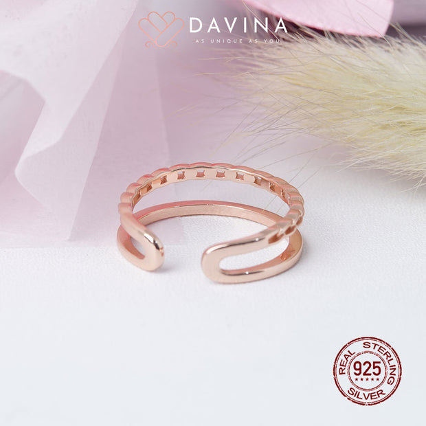 DAVINA Ladies Brielle Ring Rose Gold Color Sterling Silver 925