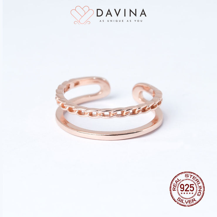 DAVINA Ladies Brielle Ring Rose Gold Color Sterling Silver 925