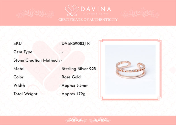 DAVINA Ladies Brielle Ring Rose Gold Color Sterling Silver 925