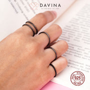 DAVINA Ladies Moira Ring Black Color Sterling Silver 925