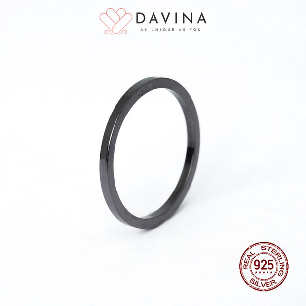 DAVINA Ladies Moira Ring Black Color Sterling Silver 925