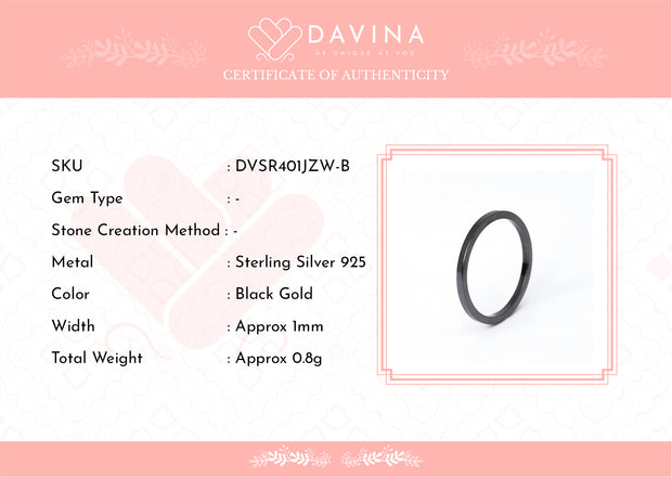 DAVINA Ladies Moira Ring Black Color Sterling Silver 925