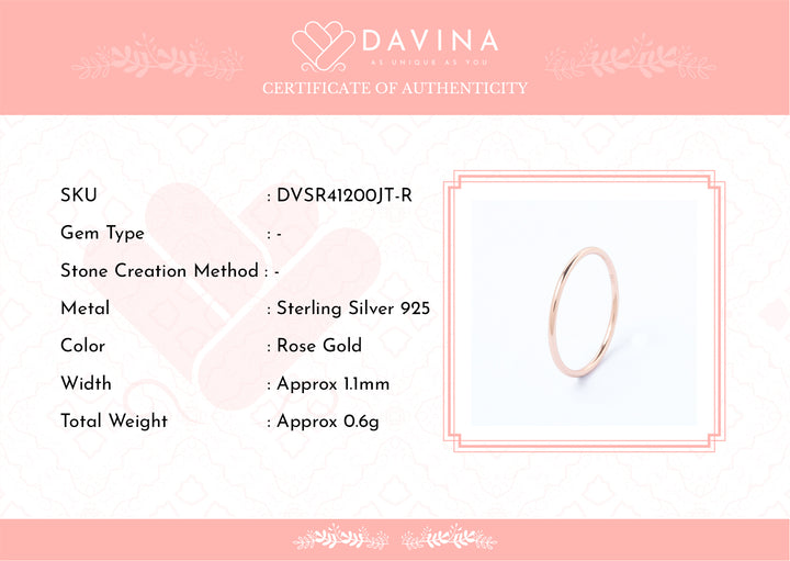 DAVINA Ladies Adele Ring Rose Gold Color Sterling Silver 925