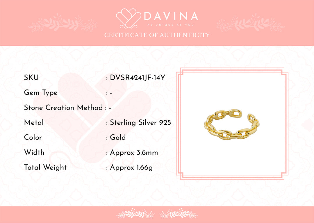 DAVINA Ladies Josie Ring Gold Color Sterling Silver 925