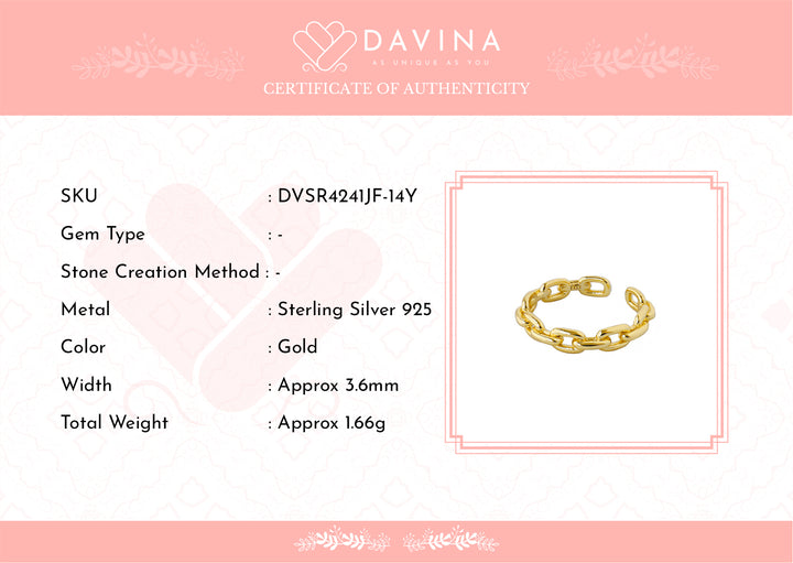 DAVINA Ladies Josie Ring Gold Color Sterling Silver 925