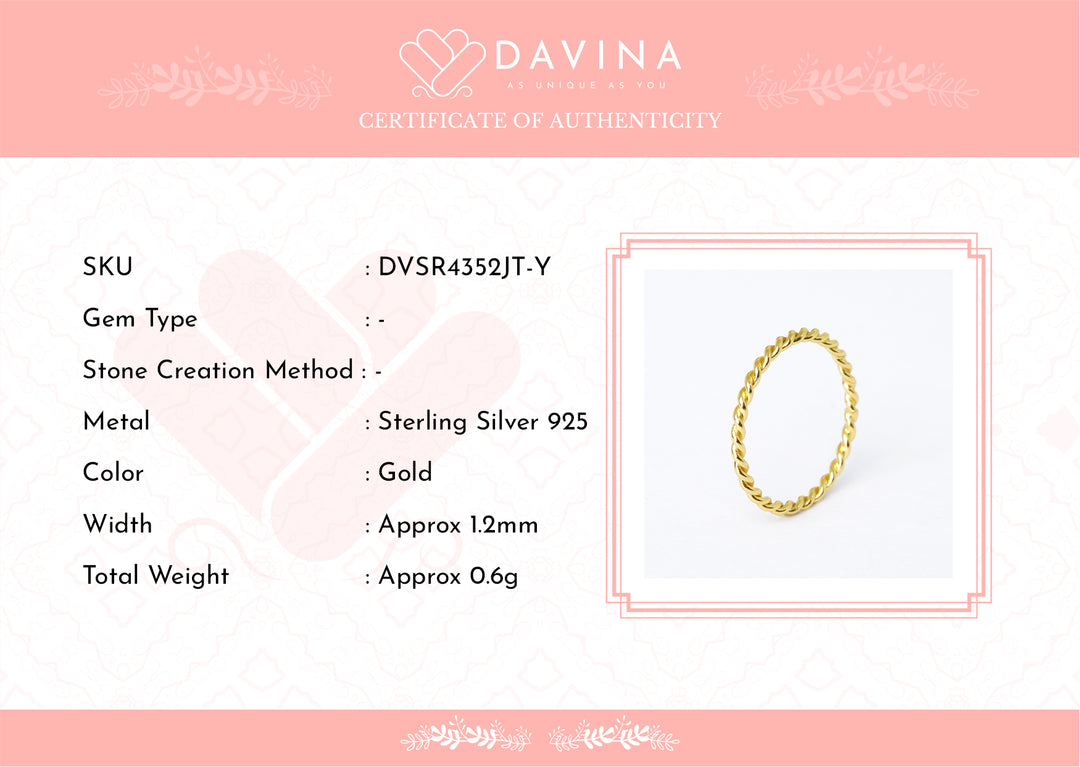 DAVINA Ladies Arsy Ring Gold Color Sterling Silver 925