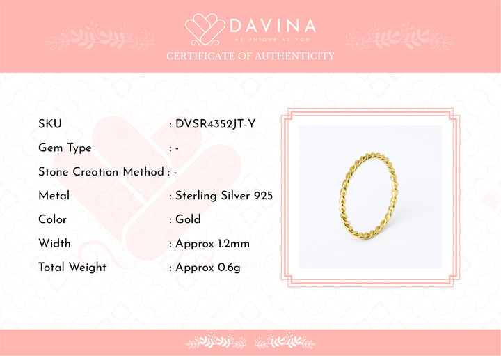 DAVINA Ladies Arsy Ring Gold Color Sterling Silver 925