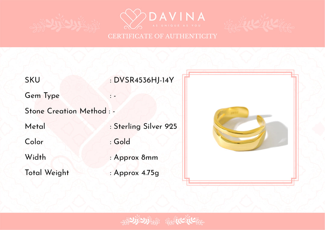 DAVINA Ladies Caroline Ring Gold Color Sterling Silver 925