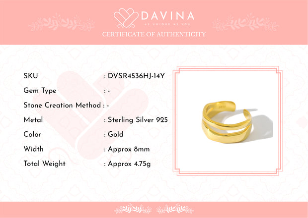 DAVINA Ladies Caroline Ring Gold Color Sterling Silver 925