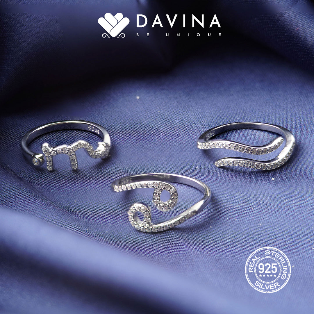 DAVINA Ladies Zodiac Ring Sterling Silver 925