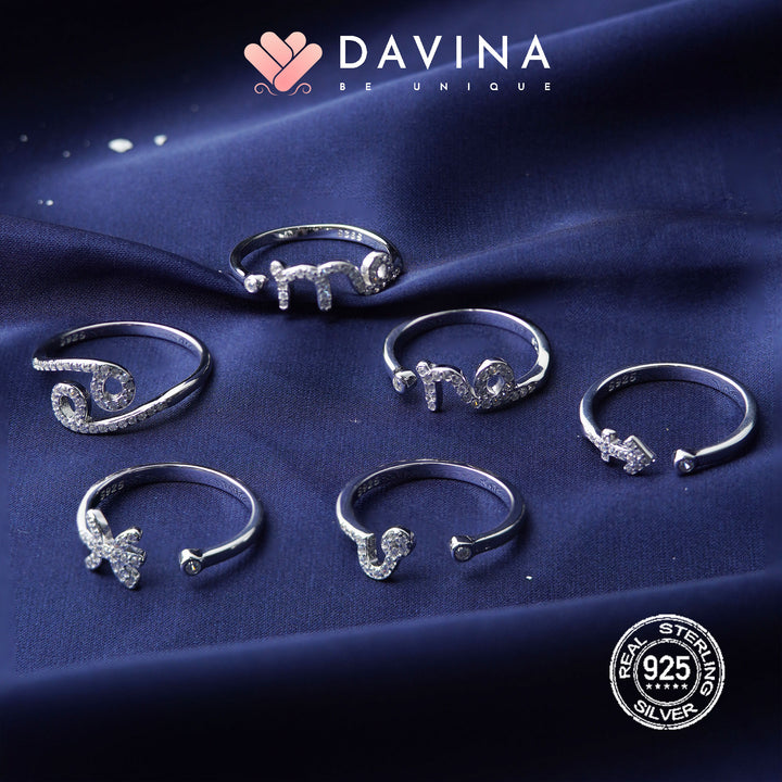 DAVINA Ladies Zodiac Ring Sterling Silver 925