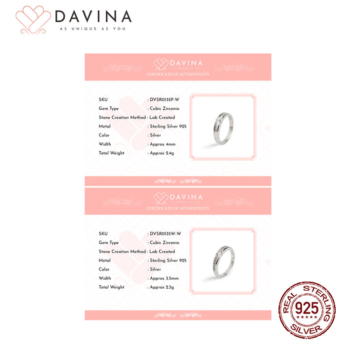 DAVINA Couple Mario Monica Rings Sterling Silver 925