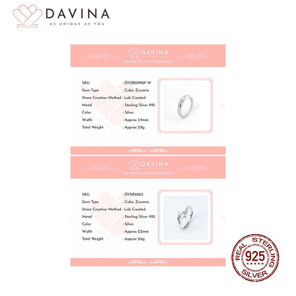DAVINA Couple Oscar Ola Rings Sterling Silver 925