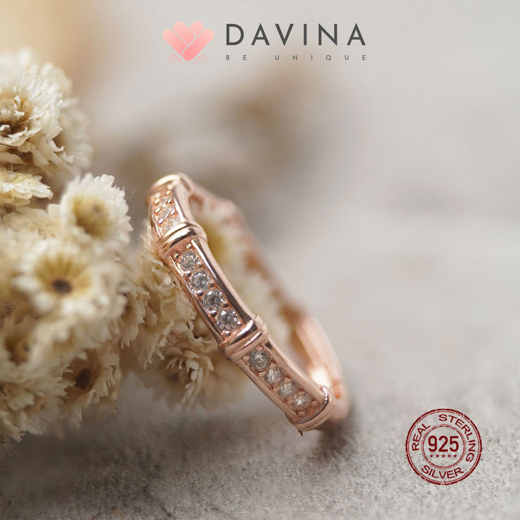 DAVINA Couple Marco Marine Rings Rose Gold Plated Sterling Silver 925